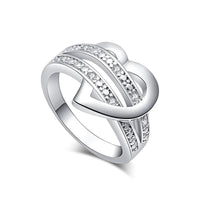 Silver-Color Bling Heart Love Women Wedding Ring - sparklingselections