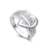 Silver-Color Bling Heart Love Women Wedding Ring
