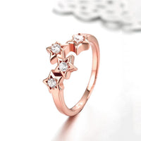 Rose Gold Plated Star Shape Cubic Zirconia Ring (7,8)