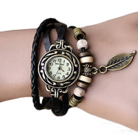 New Retro Butterfly Leaf Fashion leather Bracelet Wrist Watch - sparklingselections
