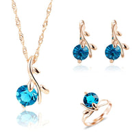 New Fashion Blue African Crystal Beads Pendant Earrings & Ring Jewelry set - sparklingselections