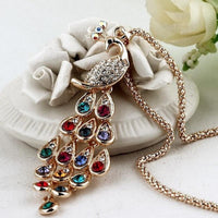 2020 New Peacock Long Colorful Crystal Necklaces & Pendants Romantic Couples Gifts Jewelry - sparklingselections
