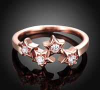 Rose Gold Plated Star Shape Cubic Zirconia Ring (7,8)