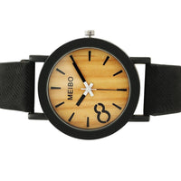 New Stylish Simulation Wooden Color Leather Strap Watch