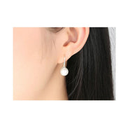 Silver Elegant Round Pure Love Pearl Drop Earrings for Women - sparklingselections