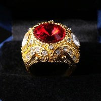 Men's Vintage Luxury Big Resin Crown Alloy Ring Fashion Golden Wedding Rings Jewelry - sparklingselections