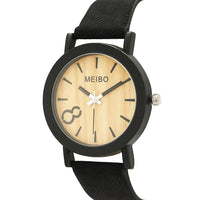 New Stylish Simulation Wooden Color Leather Strap Watch