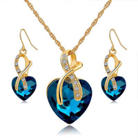 New Stylish Heart-shaped Crystal Jewelry Set - sparklingselections