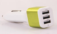 Universal Car Triple USB Green and White Designing Charger Adapters - sparklingselections