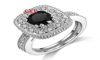 JEXXI Classic Square Clear White Rhinestone With Black Stone Wedding Ring(7) - sparklingselections