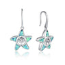 Topaz Starfish Design Blue Fire Opal Earrings for Lady