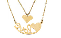 New Stainless Steel Pendant Necklace Ladies Love Heart Gold Color Choker Jewelry - sparklingselections