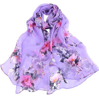 Women's Peach Blossom Printing Soft Shawl Beautiful Scarf - sparklingselections