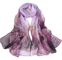 Stylish Lotus Printing Long Soft Wrap Scarves Women's Shawl Purple Scarf - sparklingselections