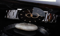 New Women Fashion Black Round Dial Stainless Steel Watch - sparklingselections