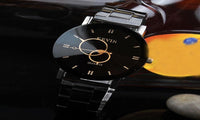 New Women Fashion Black Round Dial Stainless Steel Watch - sparklingselections