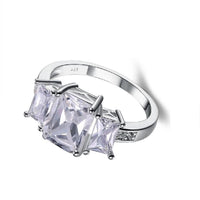 New Fashion Silver Plated Square Zircon Ring - sparklingselections