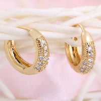 New Gold Color Small Hoops with White Zircon Earrings - sparklingselections