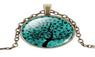 Glass Cabochon Life Tree Symbol Bronze Chain Vintage Choker Statement