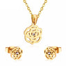 New Stainless Steel Flower Gold Color Jewelry Set