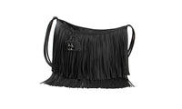 Large Capacity Black Tassel Fringed Leather Women Messenger Bag - sparklingselections