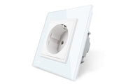 White Crystal Glass Panel AC 110~250V 16A Wall Power Socket - sparklingselections