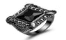 Black Onyx Zircon Geometric Design Black Gold Plated Ring(6,7,8)