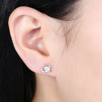 Sterling Silver Heart Fashion Girl Stud Earrings Women - sparklingselections