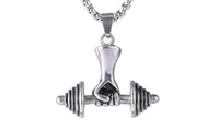 Men's Stainless Steel Dumbbell Pendant Necklaces - sparklingselections