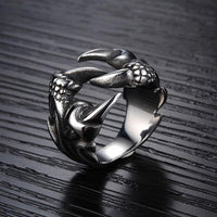 Rock Punk Biker Skull Dragon Claw Silver Tone Stainless Steel Ring For Men Resizable - sparklingselections