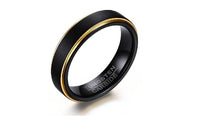Black and Gold-Color Tungsten Wedding Ring - sparklingselections