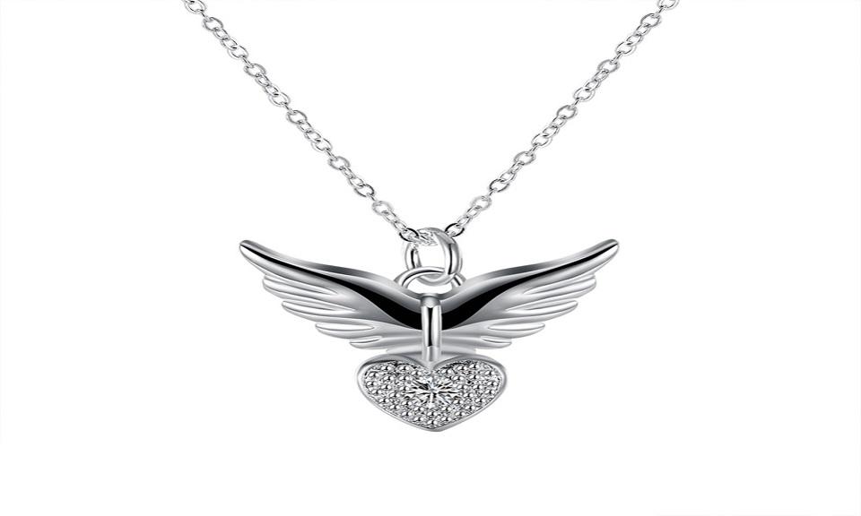 New Design Silver Color Wings Heart Pendant Necklace – sparklingselections