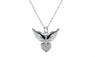 Silver Color Wings Heart Pendant Necklace For Women's