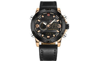 Analog Digital Leather Sports Watches Men's Back Light Digital LED Display Wrist Watch - sparklingselections