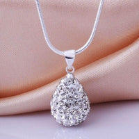 Rhinestones Water Drop Crystal Pendant Necklace - sparklingselections
