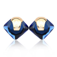 New Blue Crystal Rhinestone Square Stud Earrings