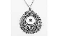 Trendy Silver Plated Classical Snap Button Pendant Necklace - sparklingselections