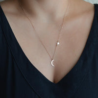 Gold Moon and Star Necklace For Women Sexy Moon Star Jewelry - sparklingselections