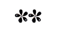 New Crystal Ear Cuff Stud Earrings for Women's Fashion Black Flower Shaped Plan Beautiful Earrings Jewelry - sparklingselections