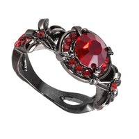 New Round Design Crystal Red Zircon Female Ring - sparklingselections