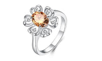 Silver Plated Sunflower Shape Round Crystal Ring (7,8) - sparklingselections