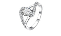 White Cubic Zirconia Silver Plated Rhinestone Crystal Ring (7) - sparklingselections