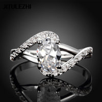 White Cubic Zirconia Silver Plated Rhinestone Crystal Ring (7) - sparklingselections