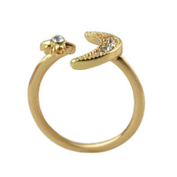 Beautiful Moon and Star Gold-Color Alloy White Rhinestone Rings - sparklingselections