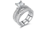 Sterling Silver Cubic Zirconia Princess Cut Wedding Ring - sparklingselections