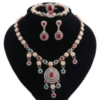 New Red Green Luxury Nigerian Beads Jewelry Set - sparklingselections