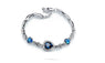 Girls Ocean Blue Sliver Plated Crystal Heart Bracelet