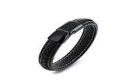 Punk Braid Black Leather Bracelet for Men - sparklingselections