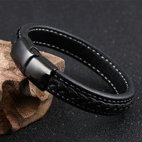 Punk Braid Black Leather Bracelet for Men - sparklingselections