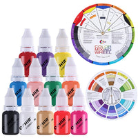 Acrylic Nail Airbrush Ink Pigment Paint With Color Wheel 10ml / Bottle - sparklingselections